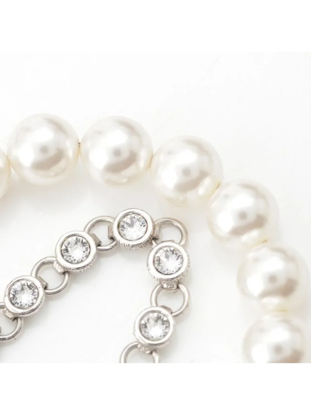 Chanel 24 Pearl Rhinestone Necklace Silver